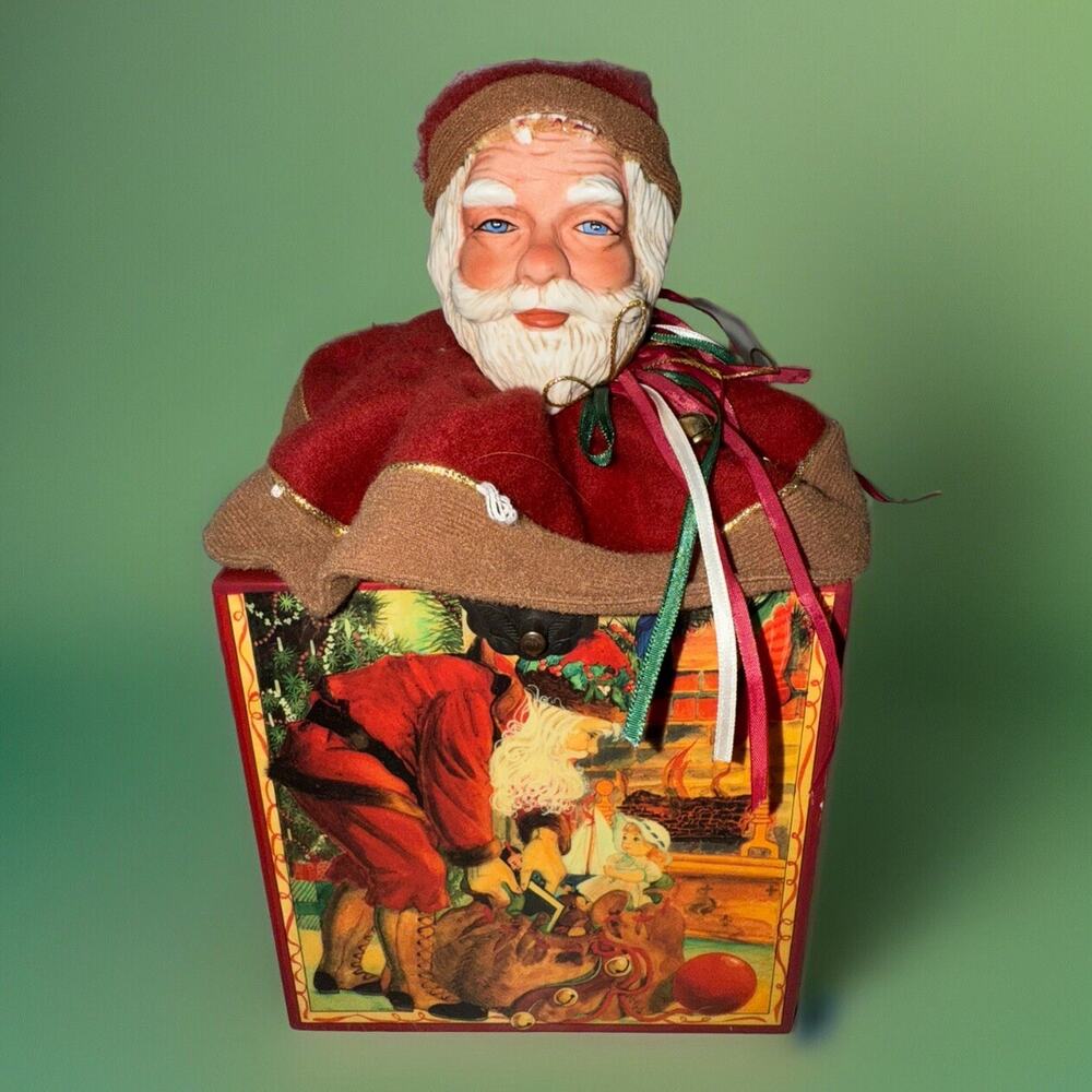 Rare VTG SANTA JACK IN THE BOX 1986 ENESCO MUSICAL Jolly Old St Nicholas 325597
